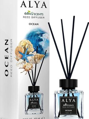 Nature's Scents Ocean Reed Diffuser, 100 ML, Home Fragrance with Black Reeds